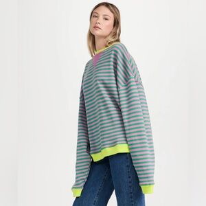 Free People Striped Long Sleeve Top - Pink and Green
